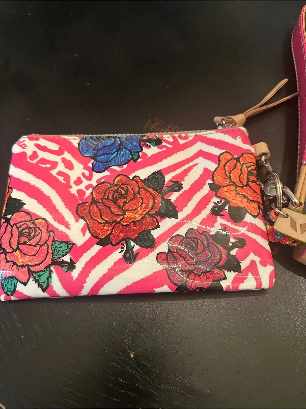 NWT Consuela midtown Colorful Floral Zip wristlet- Pink